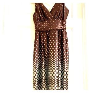 Party Cocktail Dress Brown and Aqua Polka Dots